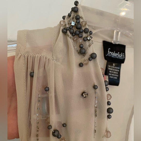 Frederick’s of Hollywood sheer top with beads and rhinestones - Picture 5 of 8
